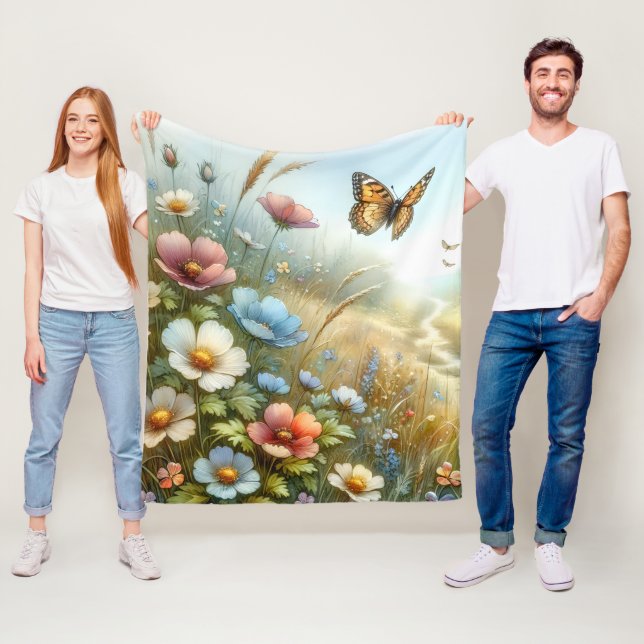 Couverture Polaire Jardin de papillons de la prairie fleurie (En situation)