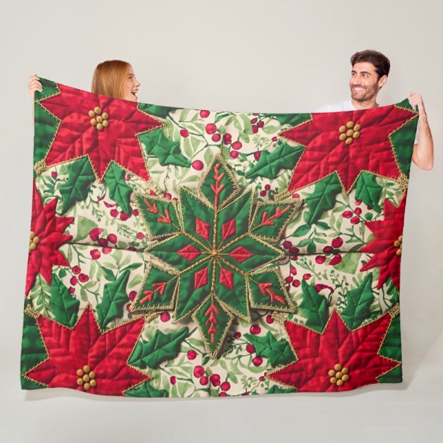 Couverture Polaire Jardin de Patchwork Floral Festif : Un Noël cosy (En situation)