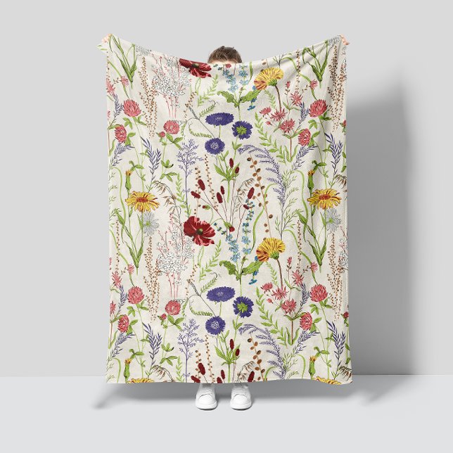 Couverture Polaire Jardin de prairie patrimoniale multicolore  (Créateur téléchargé)