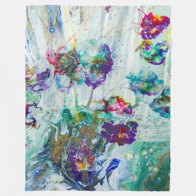 Couverture Polaire Jardin des colibris Peinture abstraite (Devant)