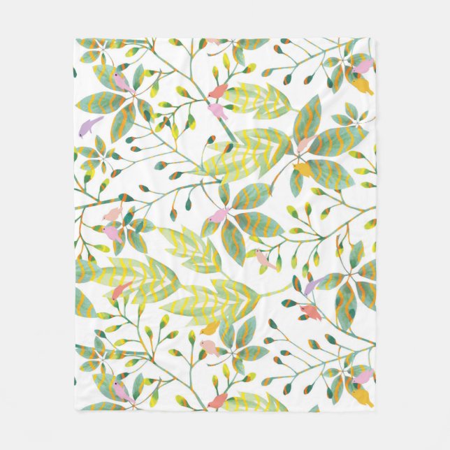 Couverture Polaire Jardin des oiseaux verts (Devant)