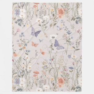 Couverture Polaire Jardin Enchanté Papillon Fleur Sauvage Fantaisiste