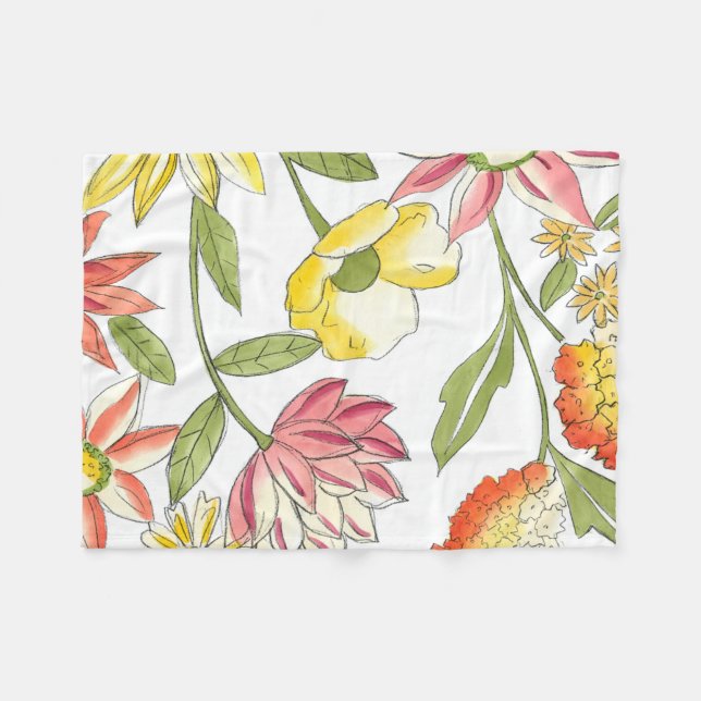 Couverture Polaire Jardin fleuri avec Arrière - plan blanc (Devant (Horizontal))
