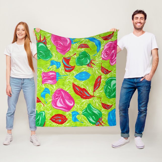 Couverture Polaire Jardin Fleuri Vibrant (En situation)