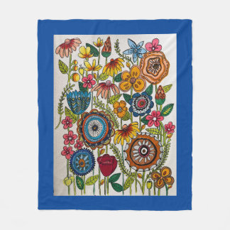 Couverture Polaire Jardin Floral Bleu Jeu