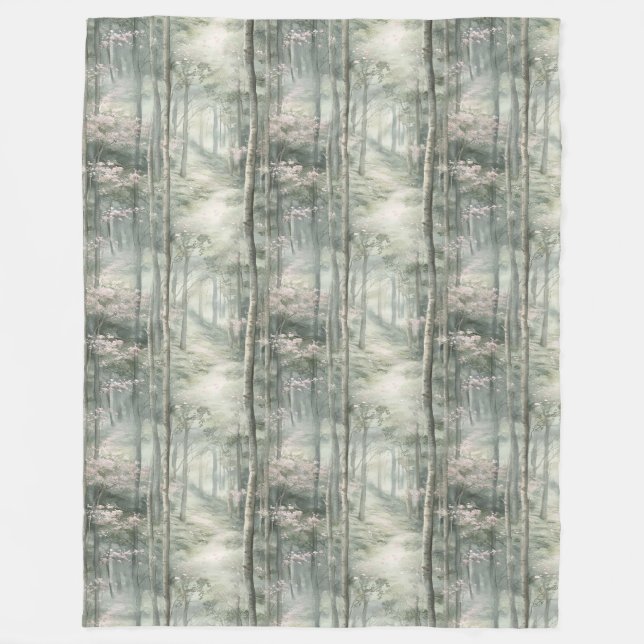 Couverture Polaire Jardin floral rose enchanté (Devant)