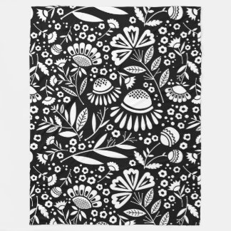 Couverture Polaire Jardin géométrique moderne Floral noir et blanc