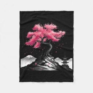 Couverture Polaire Jardin japonais Sakura Japon Mont Fuji Cherry Blo