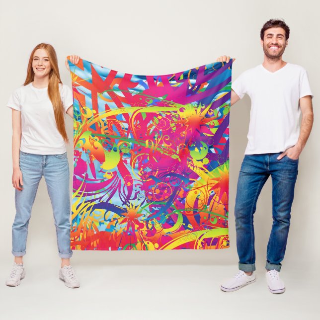 Couverture Polaire Jardin magique Abstrait (En situation)