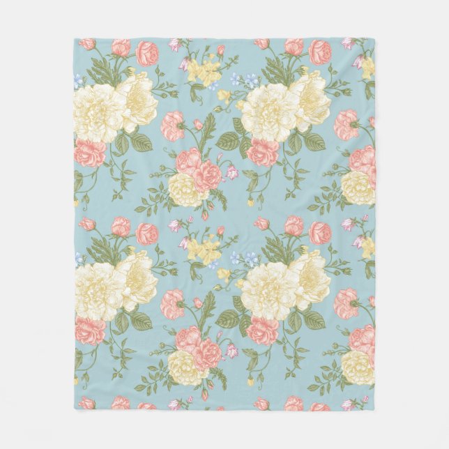 Couverture Polaire Jardin Peony motif floral (Devant)