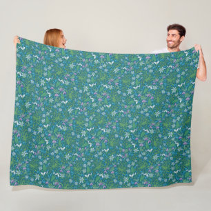 Couverture Polaire Jardin printanier Fête des Mères Bleu Violet Blanc