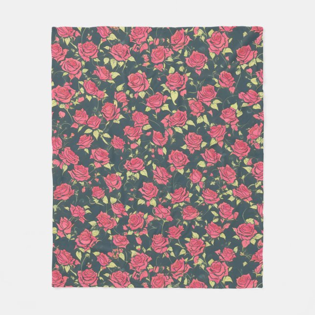 Couverture Polaire Jardin Rose romantique (Devant)
