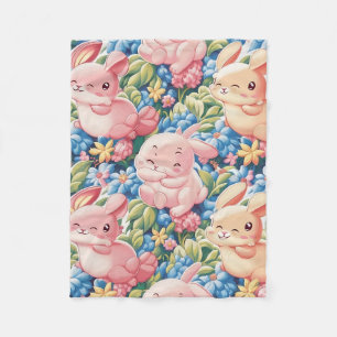 Couverture Polaire Jardin Whimsical de lapins Joueurs Design de couve