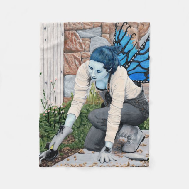 Couverture Polaire Jardinier fée foncé Imaginaire Art Fleece Blanket (Devant)