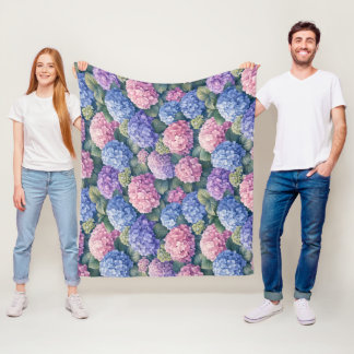 Couverture Polaire Jardins de hortensias luxuriants en fleurs
