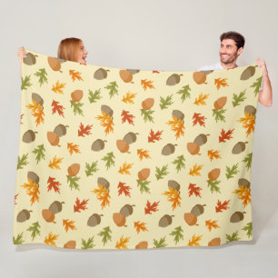 COUVERTURE POLAIRE JAUNE AVEC BROWN ET ORANGE TOMBER ACORNS