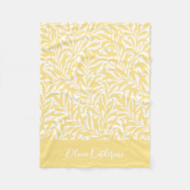 Couverture Polaire Jaune Beurre Saule Monogrammé (Devant)