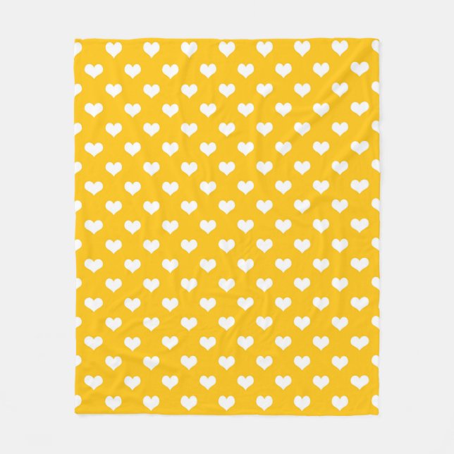 Couverture Polaire Jaune Blanc Amour Coeur Design Motif (Devant)