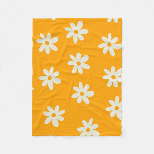 Couverture Polaire Jaune Blanc Tropical Floral Botanique Été (Devant)