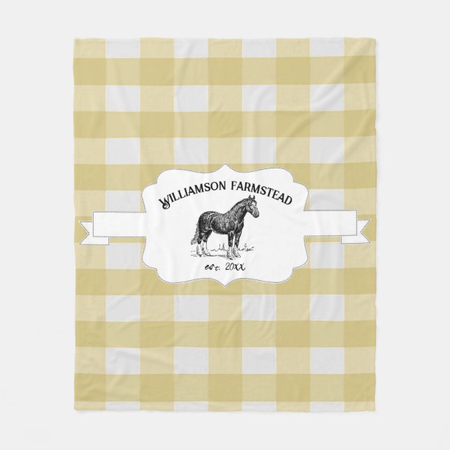 Couverture Polaire Jaune Buffle Plaid Farm Horse Fleece Blanche (Devant)