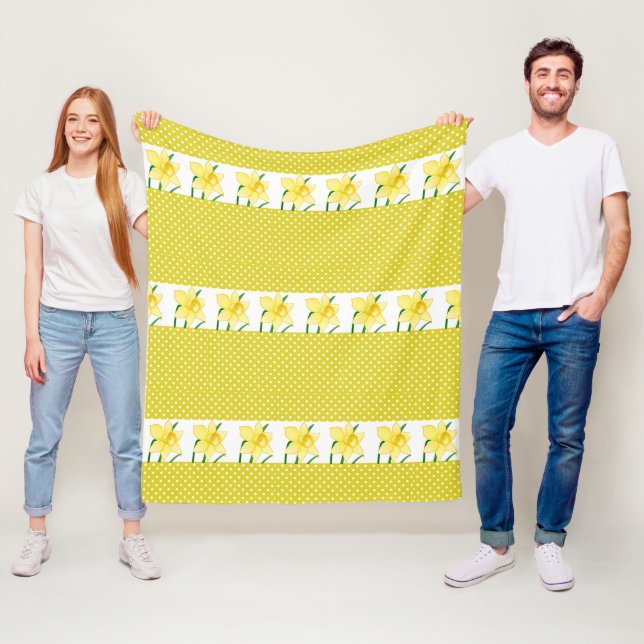 Couverture Polaire Jaune Daffodique Blanche Fleece (En situation)