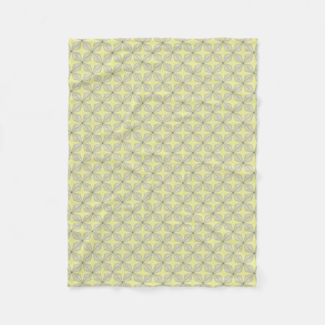 Couverture Polaire Jaune de motif d'étoiles et de diamants (Devant)