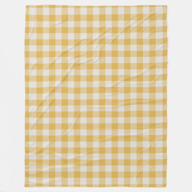 Couverture Polaire Jaune En vichy Chèque Motif (Devant)