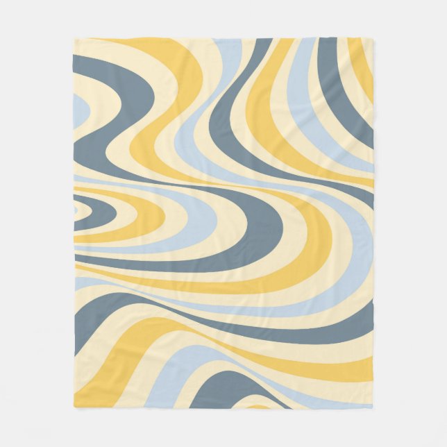 Couverture Polaire Jaune et bleu abstrait design tourbillon (Devant)