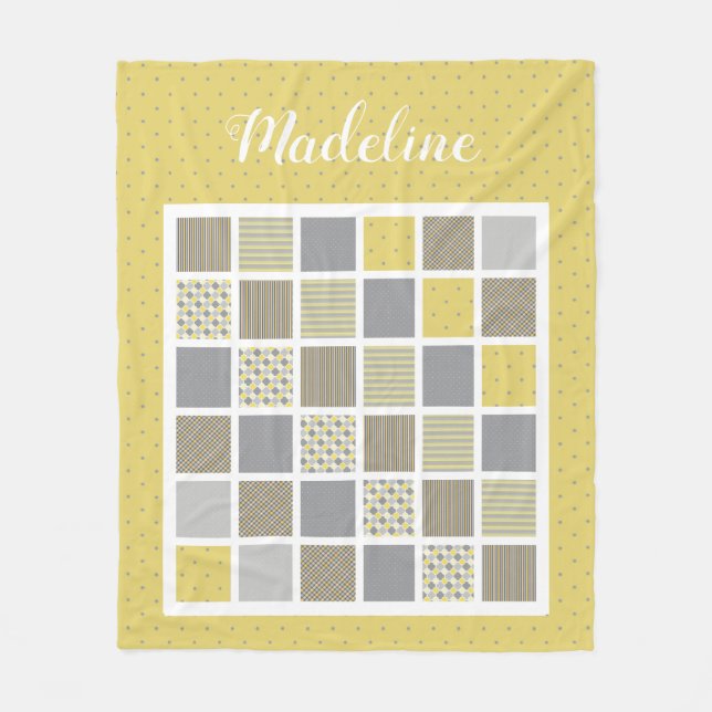 Couverture Polaire Jaune et Gris Plusieurs Motifs Couette (Devant)