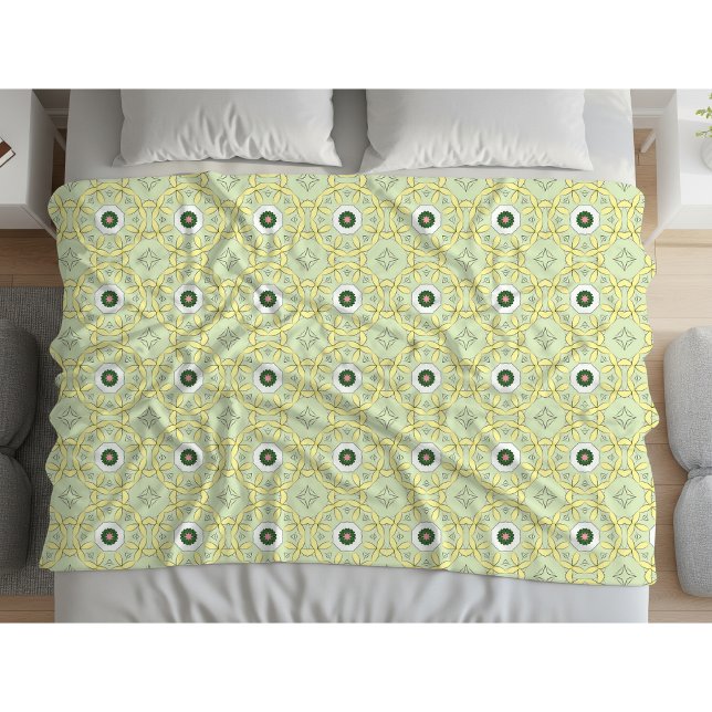 Couverture Polaire Jaune motif géométrique décoratif  (Créateur téléchargé)