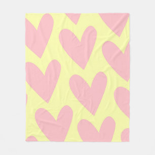 Couverture Polaire Jaune rose mignon Coeur simple Motif Y2K