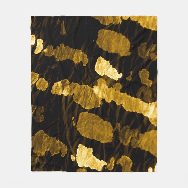 Couverture Polaire Jaune teinture cravate, motif aquarelle. (Devant)