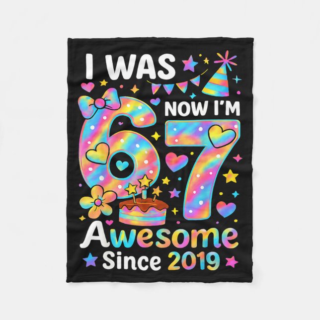 Couverture Polaire J'avais 6 ans maintenant j'ai 7 ans Tie Dye Annive (Devant)