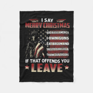 Couverture Polaire Je dis Joyeux Noël Dieu bénisse l'Amérique Je poss