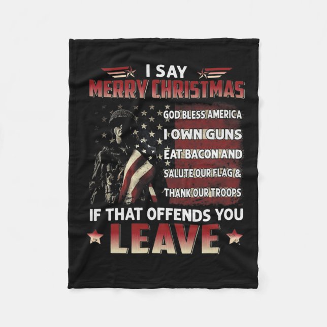 Couverture Polaire Je dis Joyeux Noël Dieu bénisse l'Amérique Je poss (Devant)