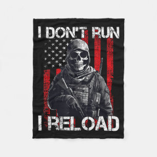 Couverture Polaire Je ne cours pas, je recharge, drapeau américain po