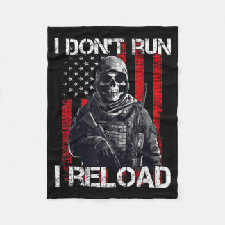 Couverture Polaire Je ne cours pas, je recharge, drapeau américain po