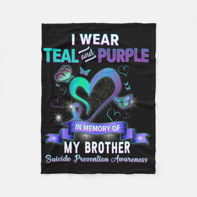 Couverture Polaire Je Porte Turquoise Et Violet Pour Mon Frère Suicid (Devant)