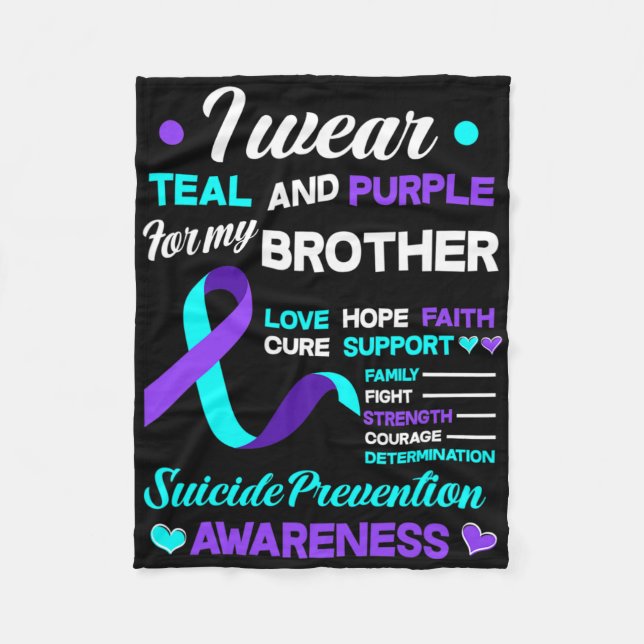 Couverture Polaire Je Porte Turquoise Et Violet Pour Mon Frère Suicid (Devant)