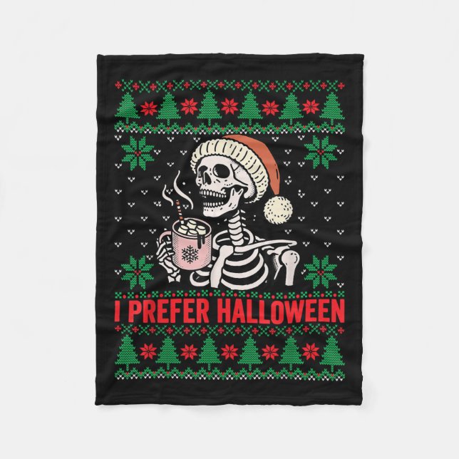 Couverture Polaire Je Préfère Halloween Noël Sweater Funny Holiday (Devant)