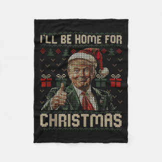 Couverture Polaire Je serai à la maison pour le Père Noël de Noël drô