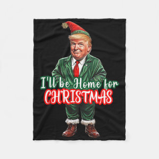 Couverture Polaire Je serai à la maison pour Noël Drôle de Père Noël