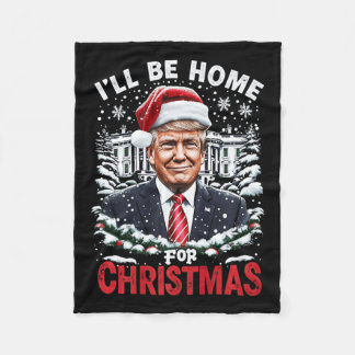 Couverture Polaire Je serai à la maison pour Noël Patriotique Trump X