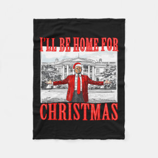 Couverture Polaire Je serai à la maison pour Noël Père Noël drôle Tru