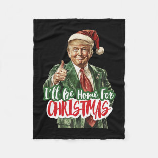 Couverture Polaire Je serai à la maison pour Noël Père Noël Trump Noë