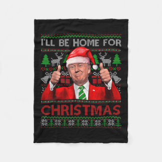 Couverture Polaire Je serai à la maison pour Noël Père Noël Trump Noë