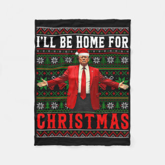 Couverture Polaire Je serai à la maison pour Noël Père Noël Trump vil
