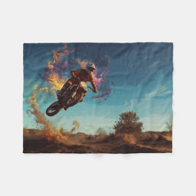 Couverture Polaire Je suis en feu - Motocross Rider (Devant (Horizontal))