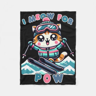 Couverture Polaire Je Suis Pour Pow Funny Kawaii Chat Cool de ski Ani
