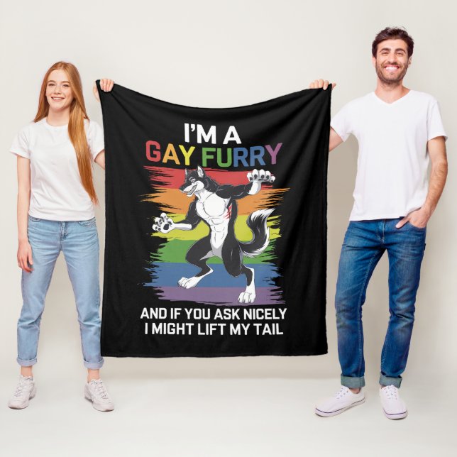 Couverture Polaire Je suis une Gay Furry Fox Rainbow Pride LGBTQ (En situation)